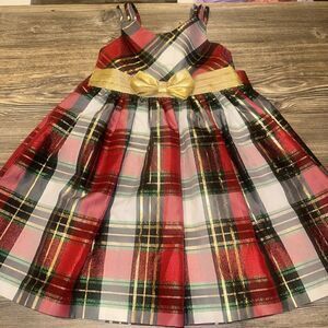 Bonnie Jean Girls Red Green Gold Plaid Christmas Holiday Dress Size 6. NWOT.